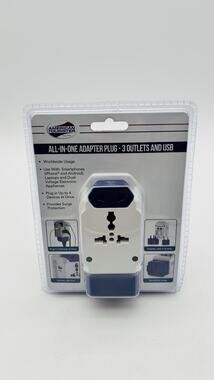 New American Tourister All-In-One Worldwide Adapter Plug 3 Outlets & USB New